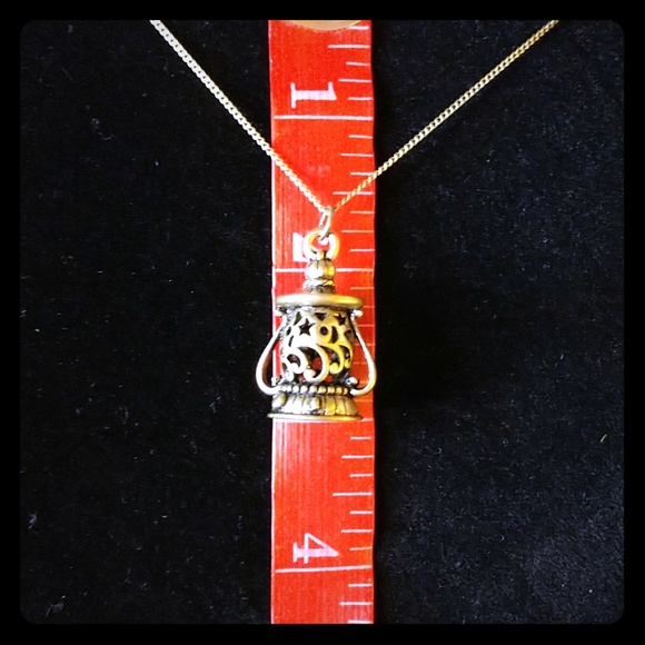 "Light The Way" Antique Brass Lantern Necklace - Picture 5 of 5